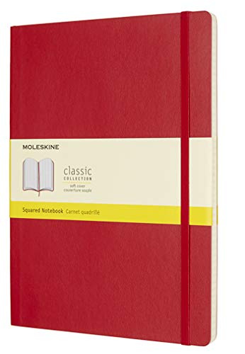 Product Cover Moleskine Classic Notebook, Extra Large, Squared, Scarlet Red, Soft Cover (7.5 x 10)