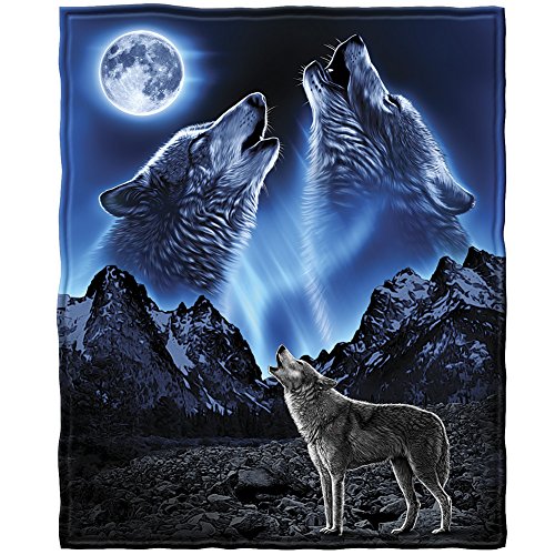 Product Cover Dawhud Direct Wolves Howling Moon Super Soft Plush Fleece Throw Blanket
