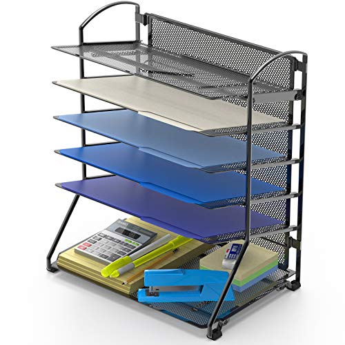 Product Cover SimpleHouseware 6 Trays Desktop Document Letter Tray Organizer, Black
