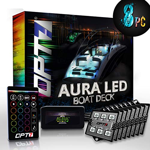 Product Cover OPT7 Aura 8pc Boat Interior LED Lighting Kit with Multi-Color Light Features, Wireless Remote, and Soundsync - 1-Year Warranty