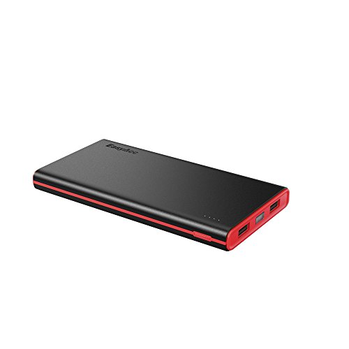 Product Cover EasyAcc Colorful 10000mAh Power Bank Brilliant External Battery Pack Portable Charger for iPhone Samsung HTC Smartphones Tablets - Black and Red
