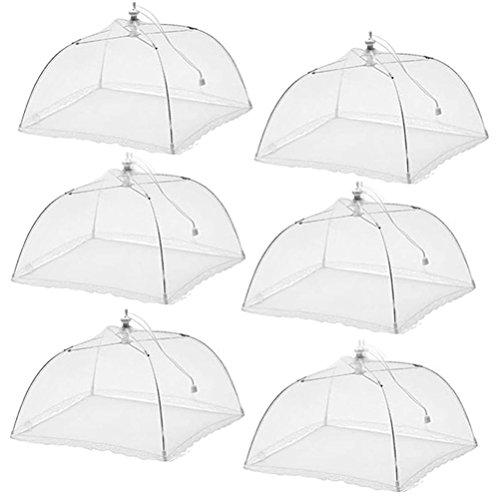 Product Cover (6 Pack) Esfun Large Pop-Up Mesh Screen Food Cover Tent Umbrella, 17 inch, Reusable and Collapsible Outdoor Picnic Food Covers Mesh, Food Cover Net Keep Out Flies, Bugs, Mosquitoes