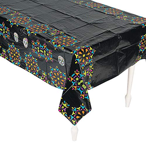 Product Cover Fun Express - Day Of The Dead Tablecover for Halloween - Party Supplies - Table Covers - Print Table Covers - Halloween - 1 Piece