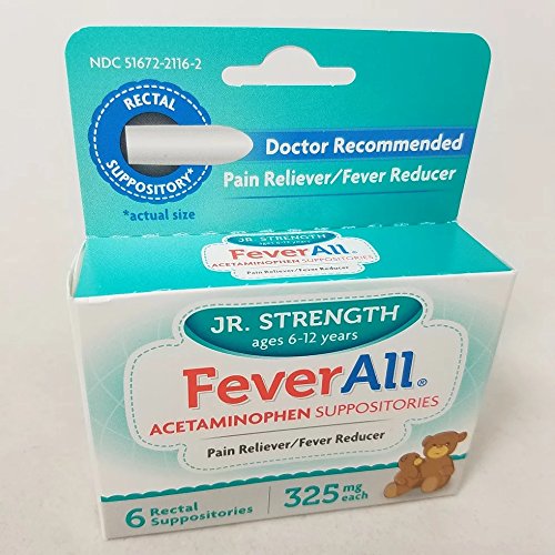 Product Cover Feverall Acetaminophen Suppositories, JR, 325mg, 6 Count