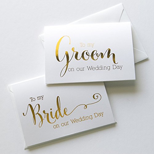 Product Cover Wedding Day Foiled Card Set, To My Bride, To My Groom, Gold Foiled Vow Cards (WD182-183)