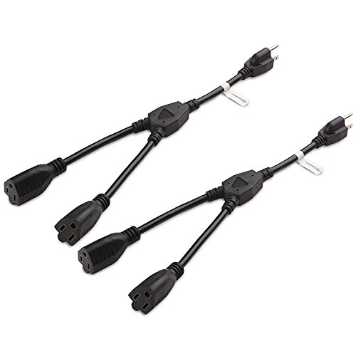 Product Cover Cable Matters (2-Pack) 2-Outlet AC Power Cord Y-Splitter - 1.2 Feet