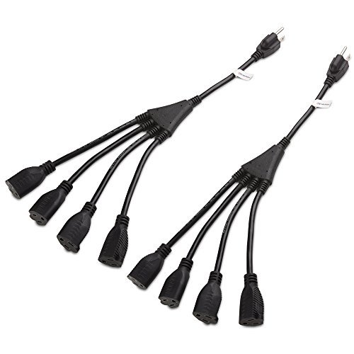 Product Cover Cable Matters 2-Pack 4 Outlet Power Splitter Cord (Power Cord Splitter) 1.5 Feet