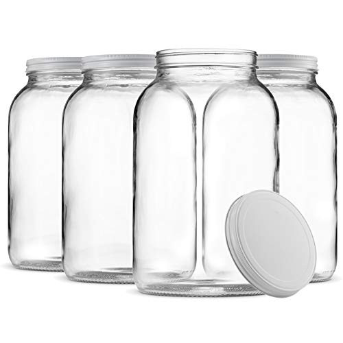 Product Cover Paksh Novelty 1-Gallon Glass Jar Wide Mouth with Airtight Metal Lid - USDA Approved BPA-Free Dishwasher Safe Mason Jar for Fermenting, Kombucha, Kefir, Storing and Canning Uses, Clear.