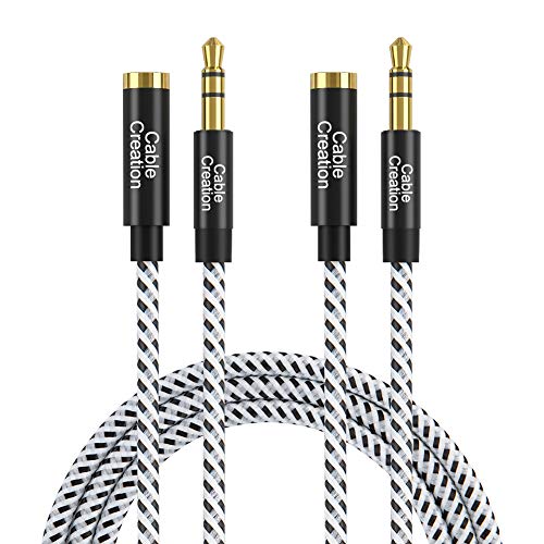 Product Cover 3.5mm Headphone Extension Cable, CableCreation 3.5mm Male to Female Stereo Audio Extension Cable Adapter with Gold Plated Connector, [2-Pack] 6 Feet