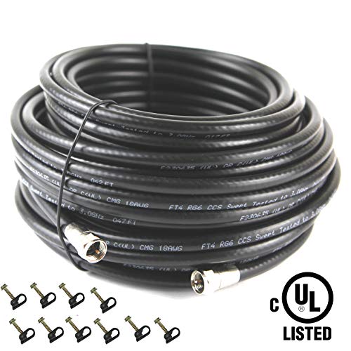 Product Cover KUNOVA (TM) 50 FT RG-6 Satellite TV Coaxial Cable RG6 3.5 Ghz 50FT New with CONNECTORS UL CMG