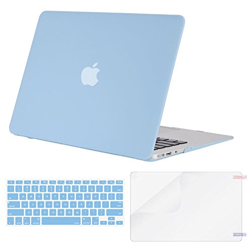 Product Cover MOSISO Plastic Hard Shell Case & Keyboard Cover & Screen Protector Only Compatible with MacBook Air 13 inch (Models: A1369 & A1466, Older Version 2010-2017 Release), Airy Blue