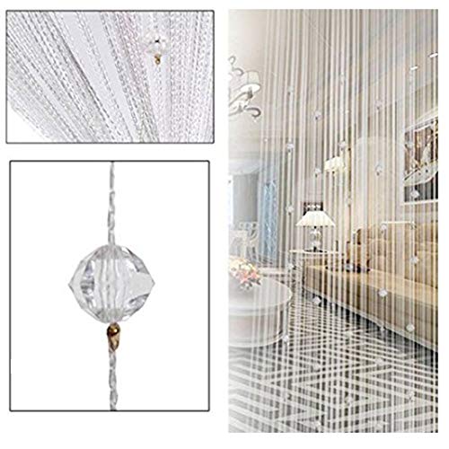 Product Cover Eve Split Decorative Door String Curtain Beads Wall Panel Fringe Window Divider Blind for Wedding Coffee House Restaurant Parts Crystal Tassel Screen Home Decoration(White)