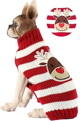 Product Cover BOBIBI Pet Cartoon Reindeer Christmas Dog Sweater Pet Winter Knitwear Warm Clothes