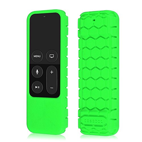 Product Cover Fintie Protective Case for Apple TV 4K 5th, 4th Gen Remote - Casebot (Honey Comb Series) Lightweight (Anti Slip) Shock Proof Silicone Cover for Apple TV Siri Remote Controller, Green