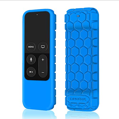 Product Cover Fintie Protective Case for Apple TV 4K / 4th Gen Remote - Casebot [Honey Comb Series] Light Weight [Anti Slip] Shock Proof Silicone Cover for Apple TV 4K Siri Remote Controller, Blue