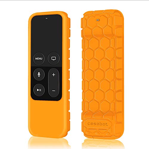 Product Cover Fintie Protective Case for Apple TV 4K / 4th Gen Remote - Casebot [Honey Comb Series] Light Weight [Anti Slip] Shock Proof Silicone Cover for Apple TV 4K Siri Remote Controller, Orange