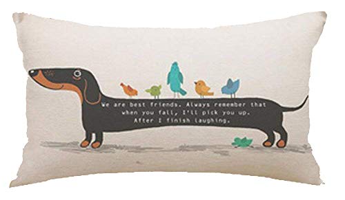 Product Cover Bnitoam Cotton Linen Cute Dachshund Hot Diggedy-Dog Throw Pillow Covers Case Cushion Cover Sofa Decorative Square 12