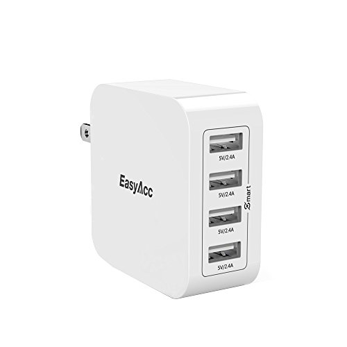 Product Cover EasyAcc 40W 8A Wall Charger 4-Port USB Travel Charger with Foldable Plug, Smart Charge Technology for iPhone Xs, 8, iPad Pro/Air/Mini, Galaxy S9 and More