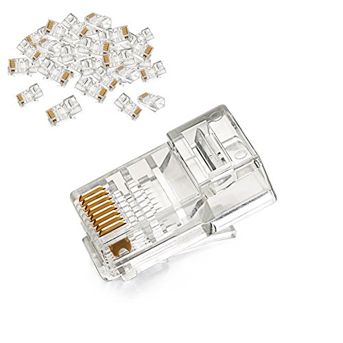 Product Cover UGREEN RJ45 Connector 50 Pack Ethernet Cable Plug 8P8C Cat5E Cat5 Crimp Modular Male to Female Network LAN Connector Crystal