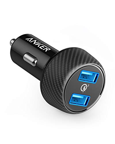 Product Cover Car Charger, Anker Quick Charge 3.0 39W Dual USB Car Charger Adapter, PowerDrive Speed 2 for Galaxy S10/S9/S8/S7/S6/Plus, Note 9, Poweriq for iPhone 11/XS/Max/XR/X/8/7, Ipad Pro, LG, Nexus, and More