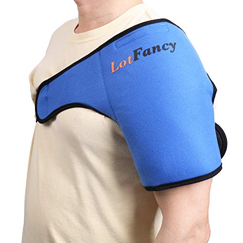 Product Cover LotFancy Gel Ice Pack with Shoulder Wrap, Hot Cold Pack Therapy for Sports Injuries, Sprains Sore, Swelling, Aches, Muscle and Joint Pain (Large 11 x 5 inches)