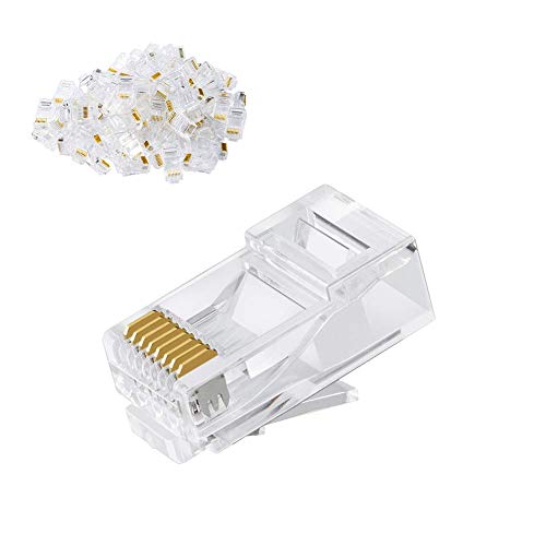 Product Cover Cat6 RJ45 Ends, CableCreation 100-PACK Cat6 Connector, Cat6 / Cat5e RJ45 Connector, Ethernet Cable Crimp Connectors UTP Network Plug for Solid Wire and Standard Cable, Transparent