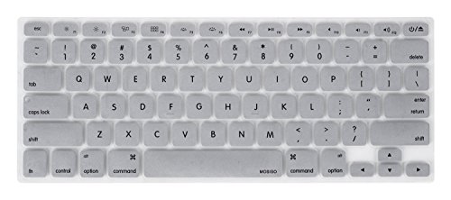 Product Cover MOSISO Silicone Keyboard Cover Compatible with MacBook Pro 13/15 Inch (with/Without Retina Display, 2015 or Older Version),Older MacBook Air 13 Inch (A1466 / A1369, Release 2010-2017), Silver