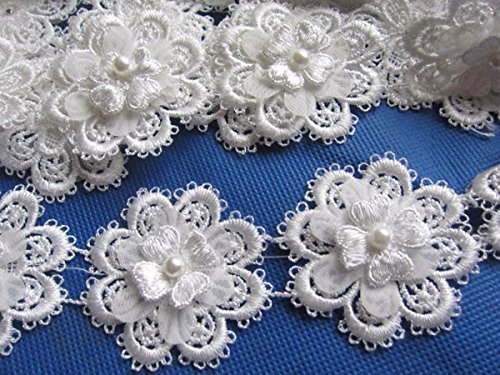Product Cover YYCRAFT 2 Yards Flower Lace Edge Trim Ribbon for Wedding Applique DIY Sewing Crafts-White