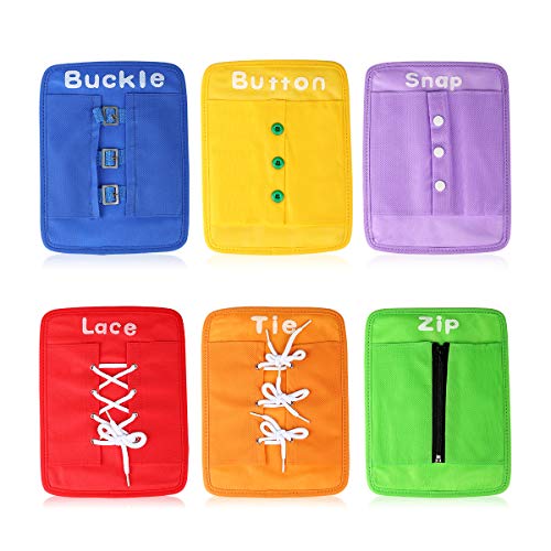 Product Cover YHZAN Montessori Material Early Learning Basic Life Skills Learn to Dress Boards - Zip, Snap, Button, Buckle, Lace & Tie 6 pcs/Set Toys for Toddlers