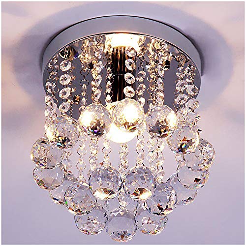Product Cover ZEEFO Crystal Chandeliers Light, Mini Style Modern Décor Flush Mount Fixture with Crystal Ceiling Lamp for Hallway, Bar, Kitchen, Dining Room, Kids Room (8 inch)