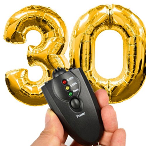 Product Cover Giant 30th Gold Number Mylar Balloons for Birthday Party 40 inch 3 and 0 Balloon Decorations Dirty 30 with Alcohol Breathalyzer