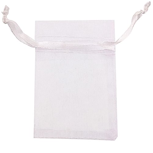 Product Cover ATCG 100pcs 2x2.7 Inches Mini Organza Bags with Drawstring for Rings, Little Earrings, Jewelry Pieces, Wedding Favors Party Fovours Small Cute Organza Pouches (White)