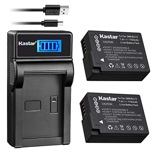Product Cover Kastar Battery (X2) & LCD Slim USB Charger for Panasonic DMW-BLC12, DMW-BLC12E, DMW-BLC12PP and Panasonic Lumix DMC-FZ200, DMC-FZ1000, DMC-G5, DMC-G6, DMC-GH2 Digital Cameras