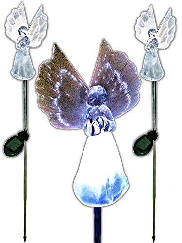 Product Cover Brilliant & Mo Set of 2 Gorgeous Frosty Solar Angel Lights Garden Stakes with Fibre Optic Wings