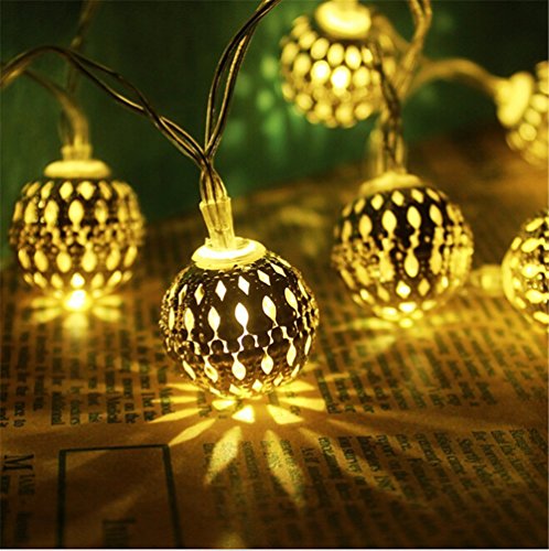 Product Cover Globe String Lights Plug-in Metal Ball Fairy Lights, Connectable with Tail Plug, Adjustable with Multi Modes, Novelty Decorations for Christmas, Halloween, Party, Wedding, Bedroom (Warm White)