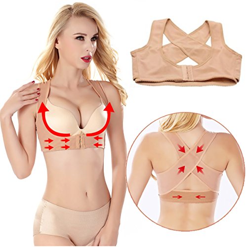 Product Cover AKStore Personal Posture Corrector,Chest Brace Up Prevent Chest Sagging and Humpback Correct Posture Corset Bra X Strap Vest for Female/Women (L)
