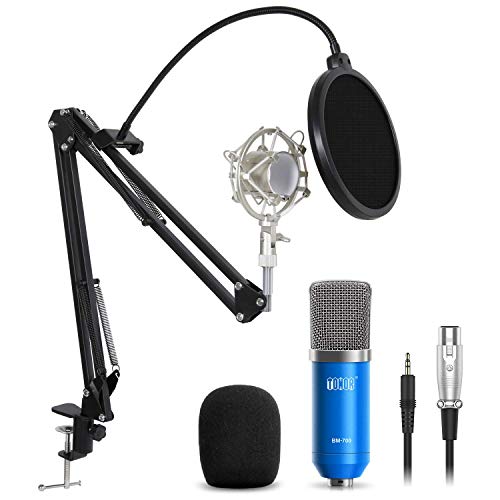 Product Cover TONOR Professional Studio Condenser Microphone Computer PC Microphone Kit with 3.5mm XLR/Pop Filter/Scissor Arm Stand/Shock Mount for Professional Studio Recording Podcasting Broadcasting, Blue