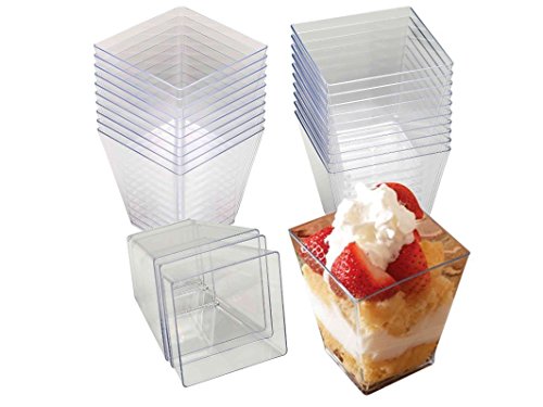 Product Cover 4 Oz Tall Square Clear Plastic Dessert Tumbler Cups - 40 Pack