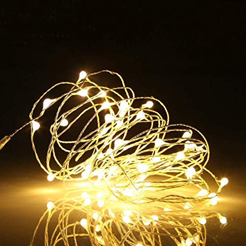 Product Cover Ehome 100 LED 33ft/10m Starry Fairy String Light, Waterproof Decorative Copper Wire Lights for Indoor, Bedroom Festival Christmas Wedding Party Patio Window with USB Interface (Warm White)