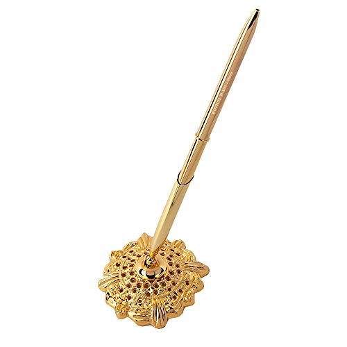 Product Cover RUTICH Hollow Round Pen Holder Signing Pen Set for Wedding Bridal Golden