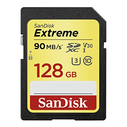 Product Cover SanDisk 128GB Extreme SDXC UHS-I Memory Card - 90MB/s, C10, U3, V30, 4K UHD, SD Card - SDSDXVF-128G-GNCIN