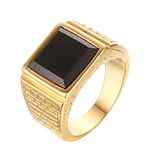 Product Cover CARTER PAUL Men's Stainless Steel Black Onyx Gold Ring Europe and America Style