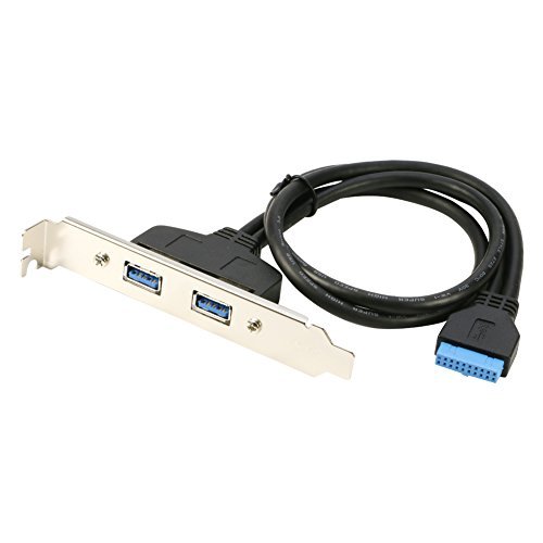 Product Cover RIITOP 2 Ports USB 3.0 Female Back Panel to MB 20pin Header Connector Cable Adapter with PCI Slot Plate Bracket 1.5ft