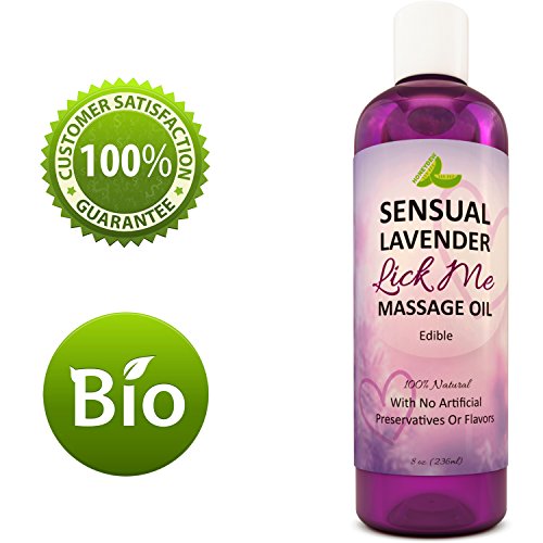 Product Cover Edible Massage Oil and Personal Lubricant - Lavender Aromatherapy Body Oil and Sweet Almond Oil Aphrodisiac Sensual Massage Oil for Couples - Natural Massage Oil and Edible Lube for Men and Women