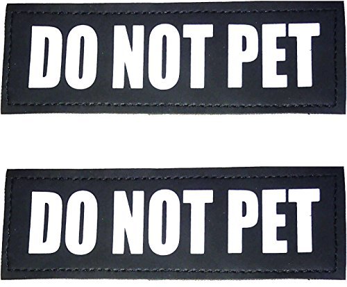 Product Cover Set of 2 DO NOT PET Reflective and Removable Velcro Patches for L or XL Size Service Dog Vests and Harnesses