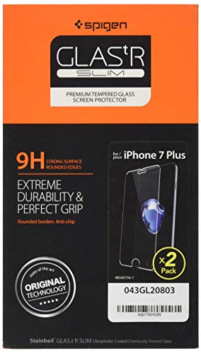 Product Cover Spigen iPhone 7 Plus Screen Protector Tempered Glass 0.33 mm [ Case Friendly ] 2 Pack for Apple iPhone 7 Plus