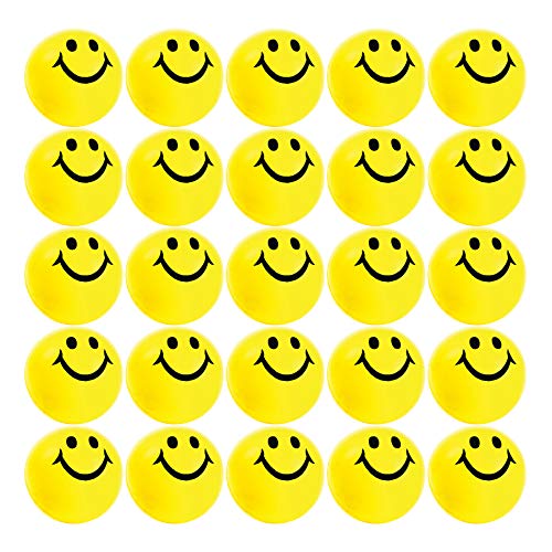 Product Cover Neliblu Why Worry? Be Happy! Neon Yellow Smile Funny Face Stress Balls - Happy Smile Face Stress Balls Bulk Pack of 24 2