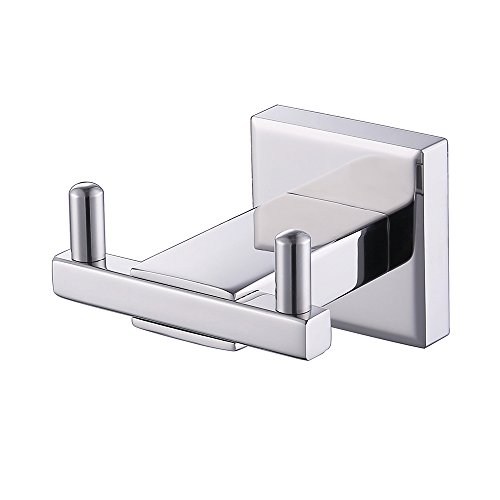 Product Cover Kes Double Towel Hook for Bathroom Robe Hook in Shower Hook SUS 304 Stainless Steel Modern Square Style Wall Mount Polished Finshed, A2461