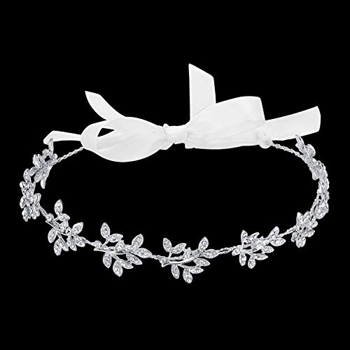 Product Cover BABEYOND Bridal headpiece Handmade brdial headbands for Wedding Party Crystal Floral Leaf with Lace Ribbon