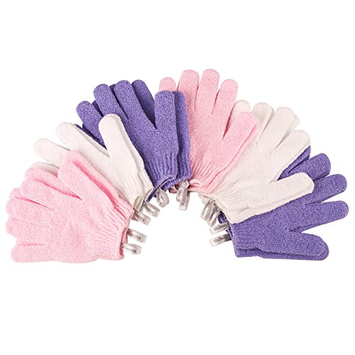 Product Cover JCMASTER Bath Exfoliating Gloves, 6 Pairs Nylon Body Wash Shower Gloves for Men and Women, Scrubbing Gloves for All Skin Types Massage and Remove Dead Skin, 30g/Pair, L Size